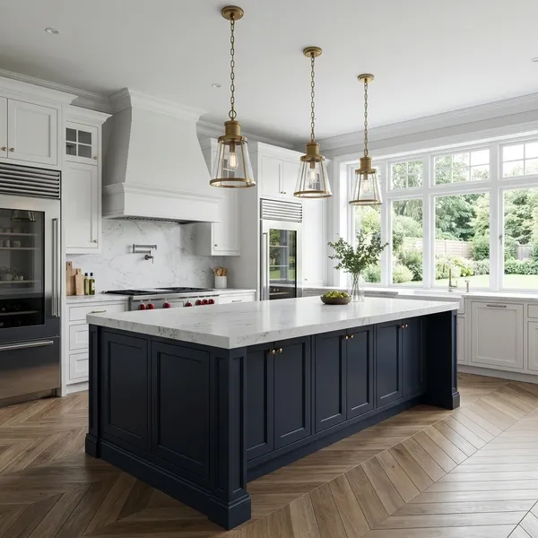 madison-kitchen-two-tone-island - Madison AL custom cabinets